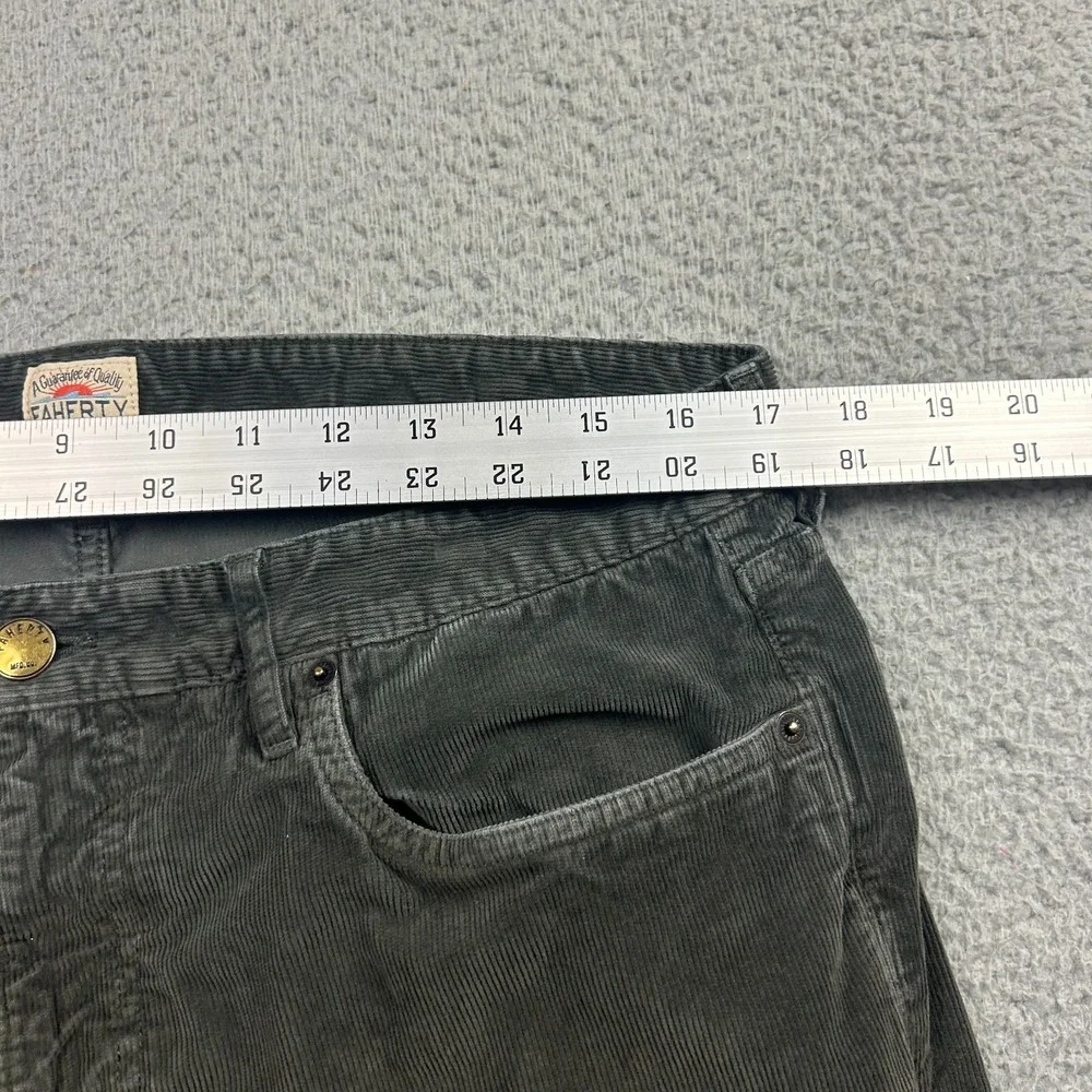 Faherty Pants Mens 34 Green Stretch Corduroy 5 Pocket Slim Tailored
